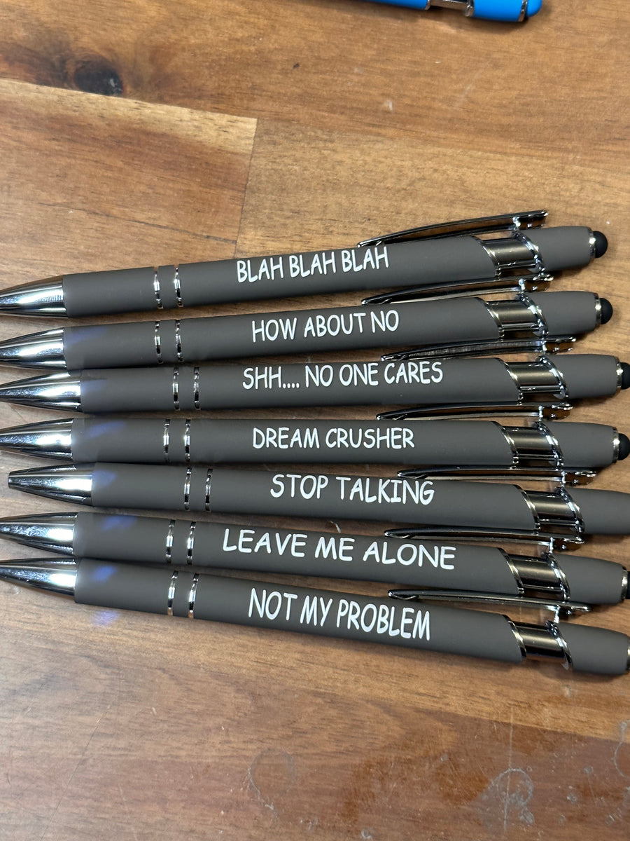 Snarky Office Pens/Set of 5 Funny Pens/Vibrant Ink Color With