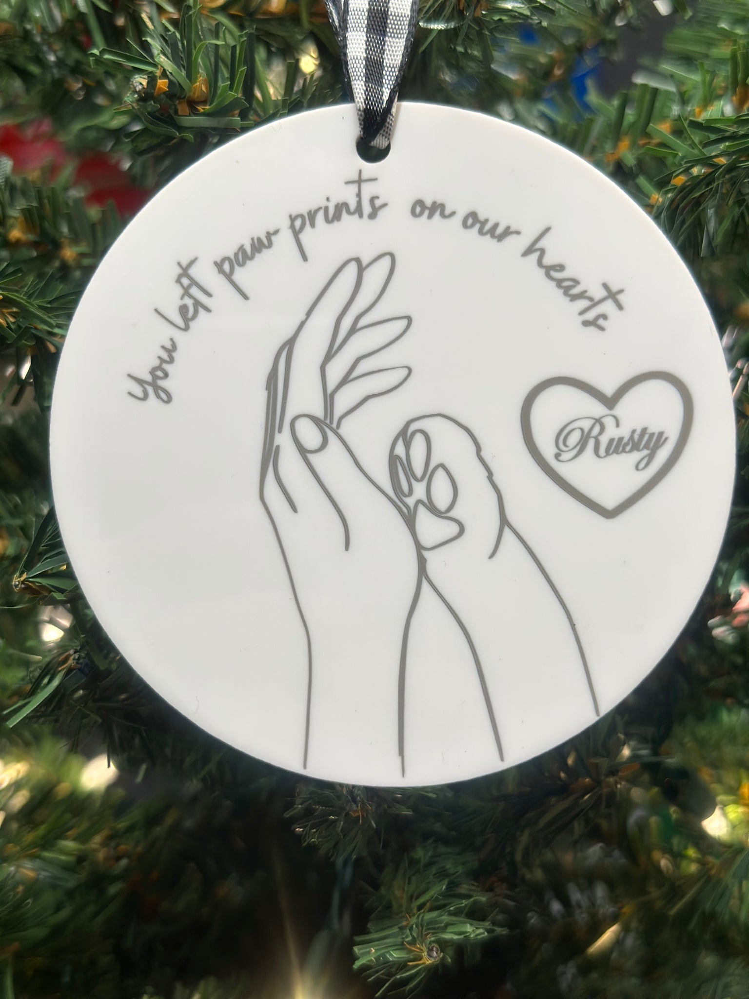 Cat Paw Print on Our Hearts Ornament